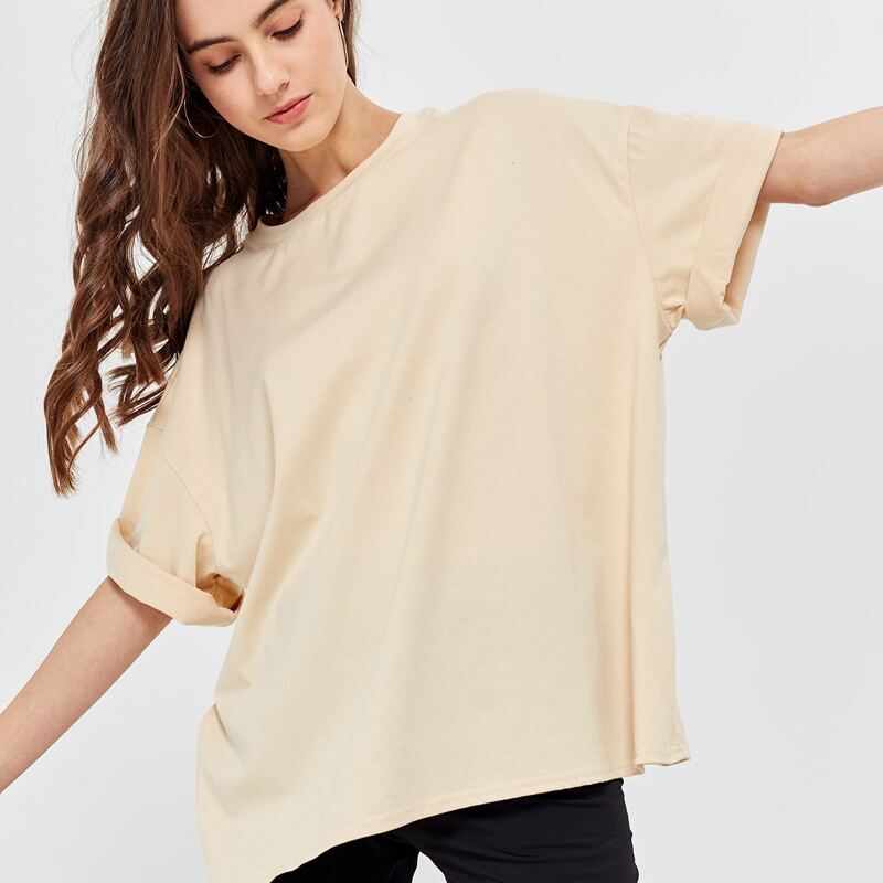 

Solid Oversized Tee, Beige