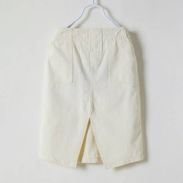 

Girls Elastic Waist Split Hem Skirt, Beige