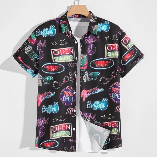 

Men 1pc Pop Art Print Shirt, Multicolor