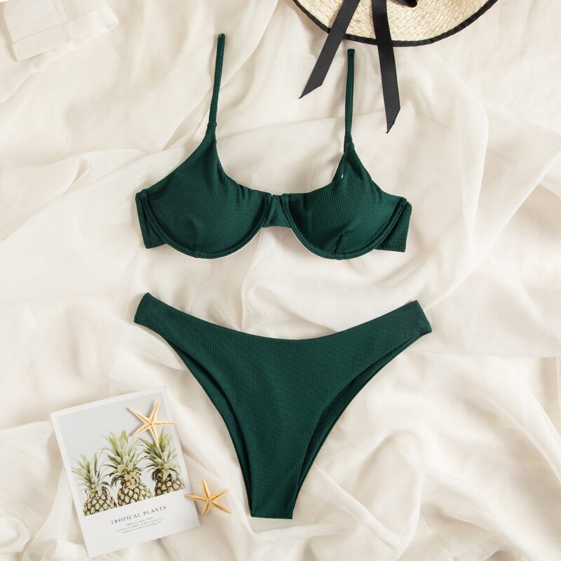 

Push Up Bikini Swimsuit, Dark green