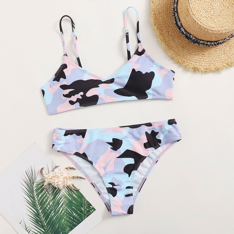 

Allover Print Bikini Swimsuit, Multicolor