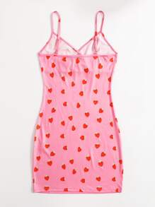 Soleia Wrap Detail Strawberry Bodycon Dress - Pink - View 2