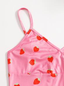 Soleia Wrap Detail Strawberry Bodycon Dress - Pink - View 3