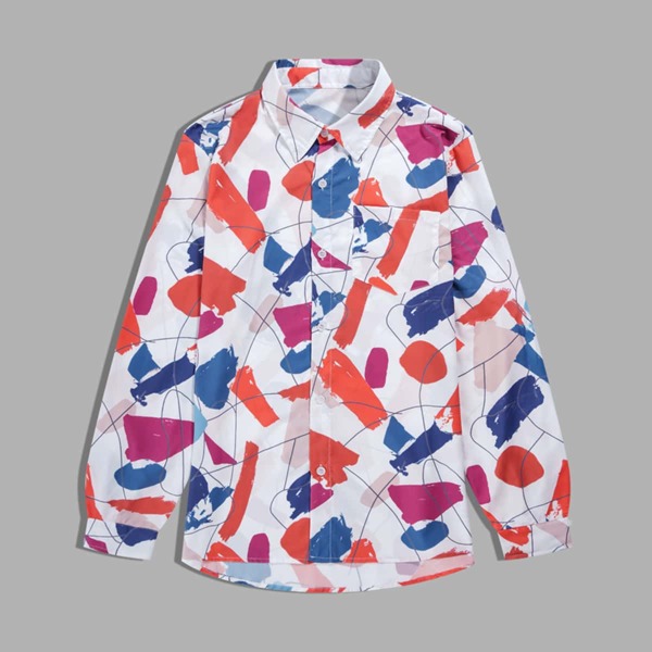 

Men Brush Print Button Up Shirt, Multicolor