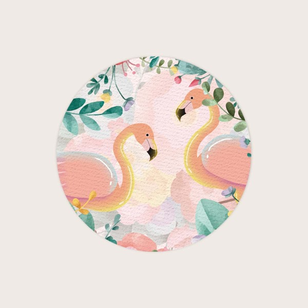 

Flamingo & Plants Print Mouse Pad Sticker, Multicolor