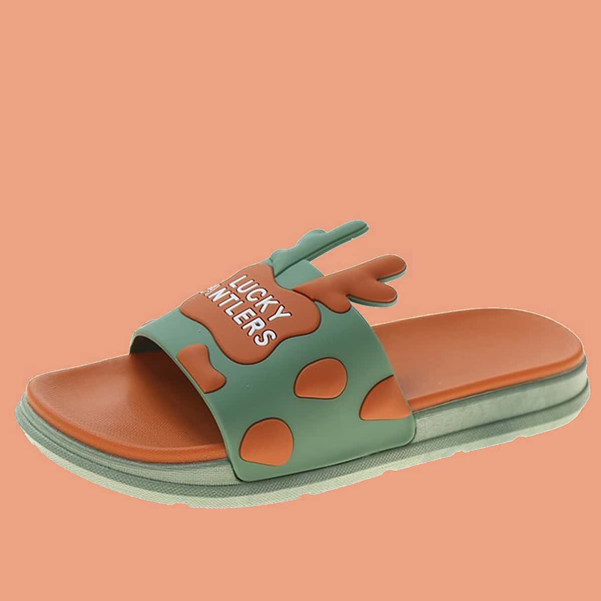 

Colorblock Antlers Slides, Green