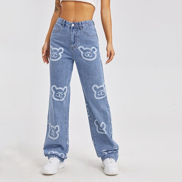 

Light Wash High Waist Straight Leg Jeans