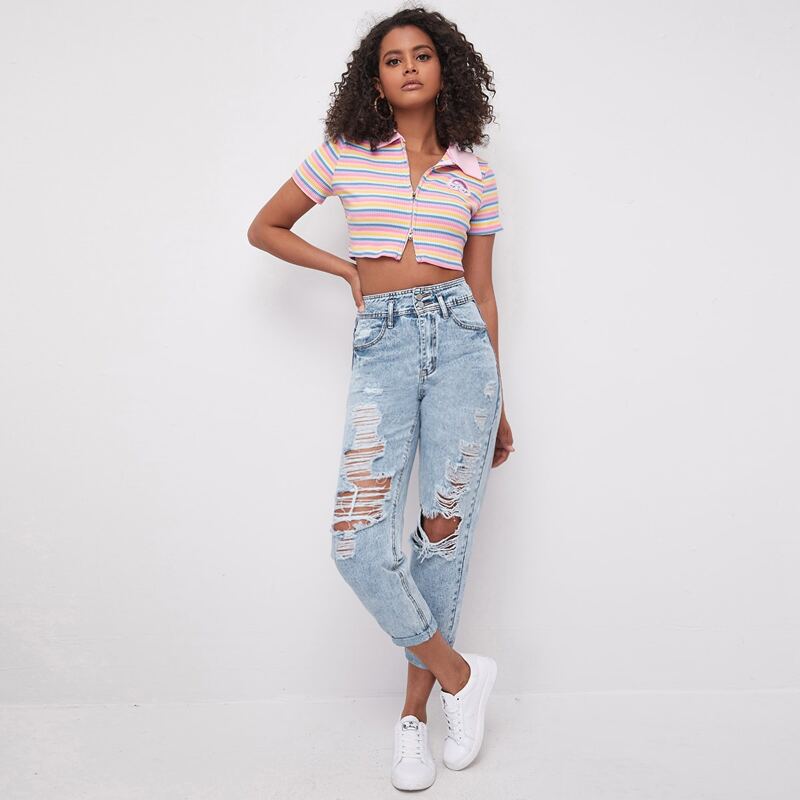 

Light Wash Ripped Jeans