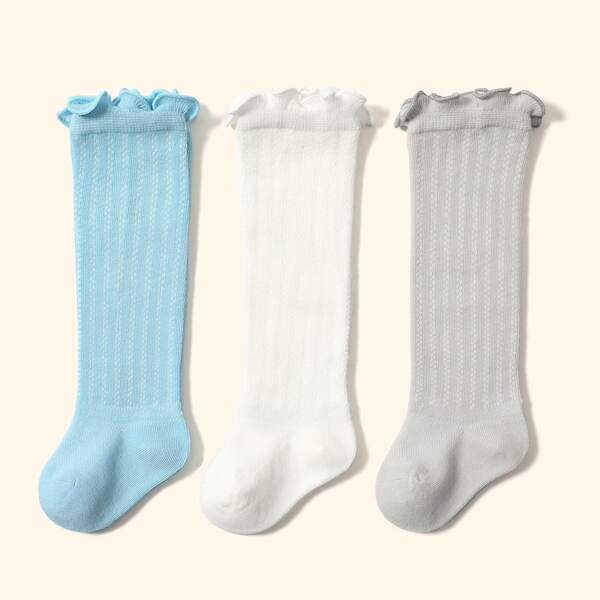 

3pairs Baby Frill Trim Socks, Multicolor
