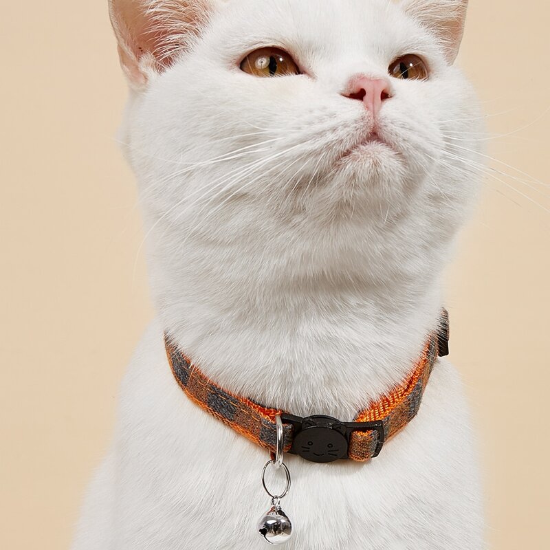 

1pc Bell Detail Pet Collar, Orange