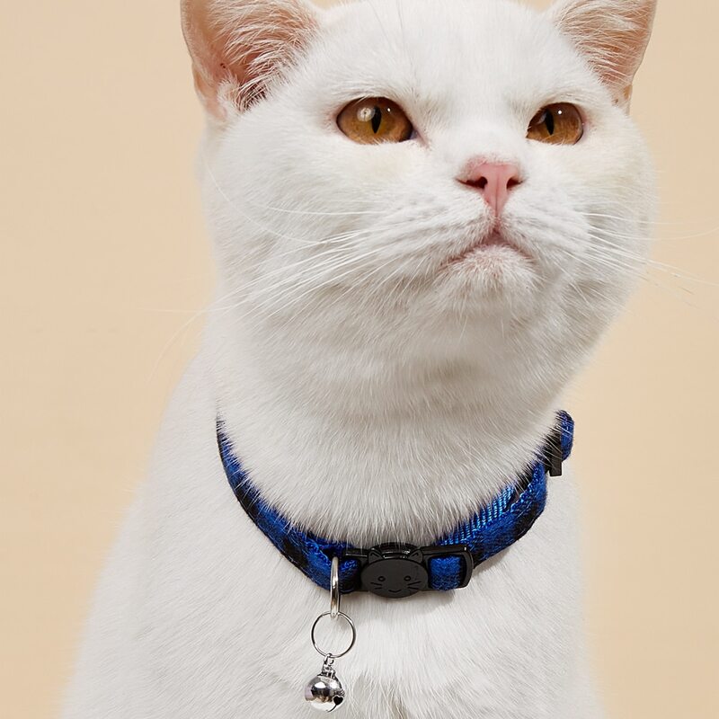 

1pc Bell Detail Pet Collar, Blue