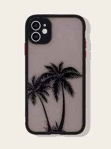 椰子樹圖案拼色框iPhone手機殼 - 黑色 - 查看 1