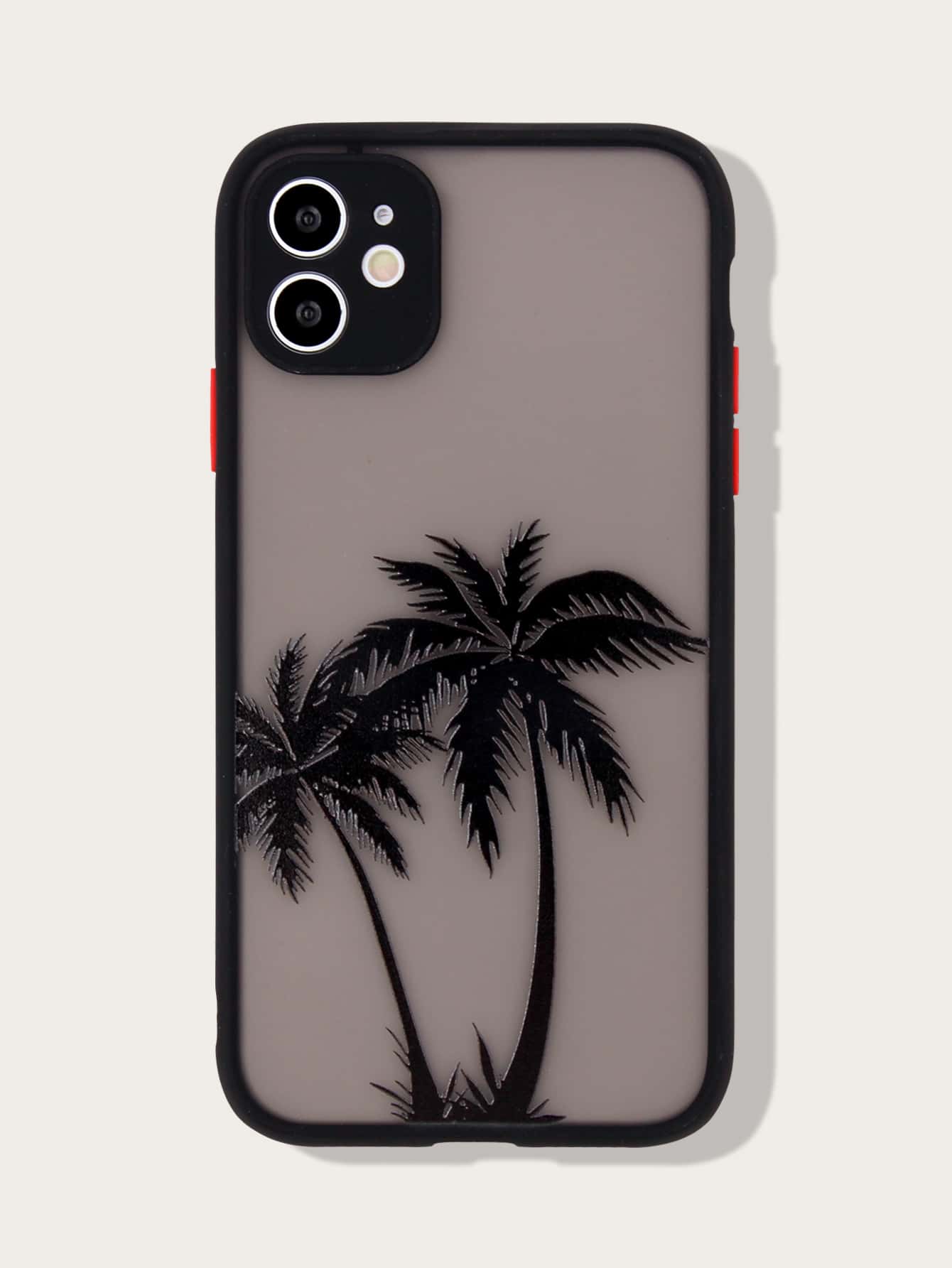 椰子樹圖案拼色框iPhone手機殼 - 黑色 - 查看 1