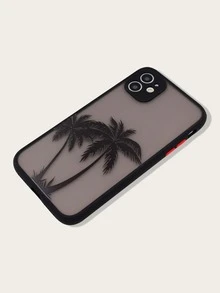 椰子樹圖案拼色框iPhone手機殼 - 黑色 - 查看 2