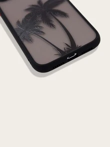 椰子樹圖案拼色框iPhone手機殼 - 黑色 - 查看 3