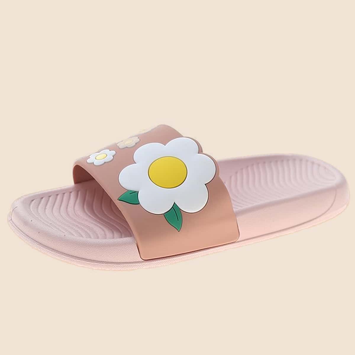 

Floral Pattern Slides, Baby pink