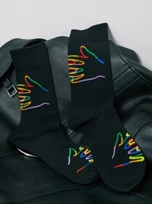 Tất in tay tối giản - màu đen - Xem 1