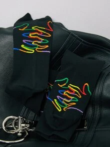 Tất in tay tối giản - màu đen - Xem 2