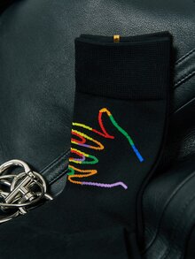 Tất in tay tối giản - màu đen - Xem 4