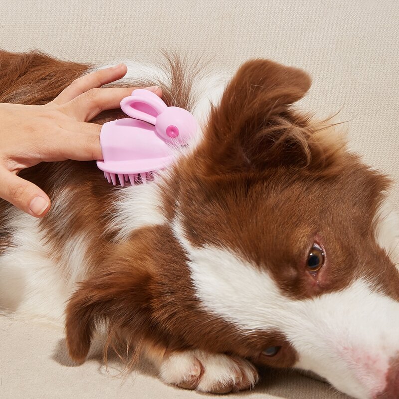 

Rabbit Design Silicone Pet Brush, Pink