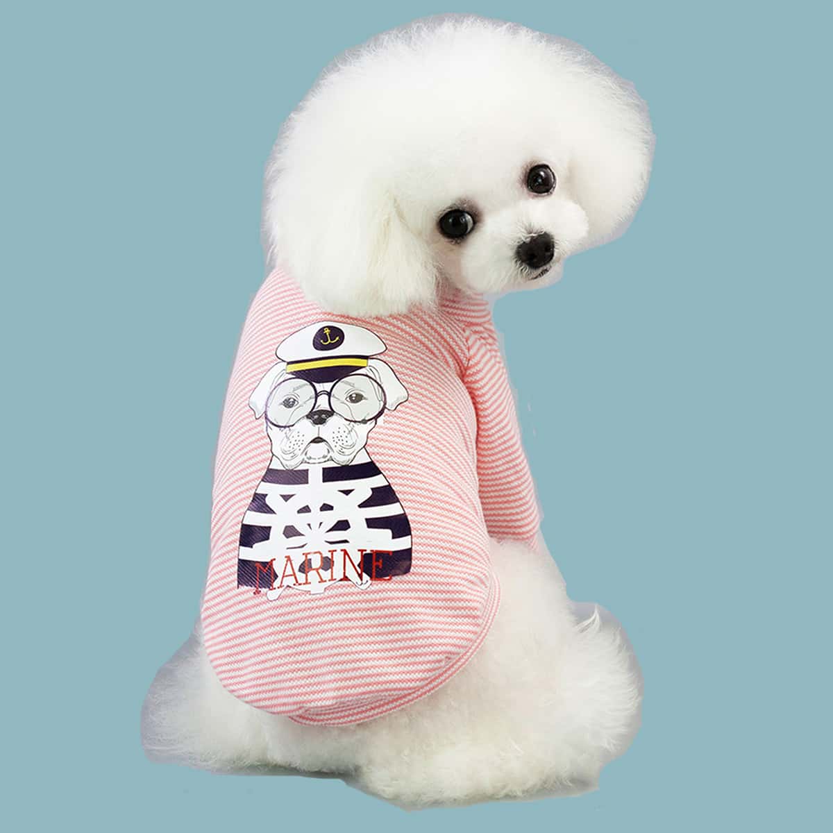 

Cartoon Graphic Striped Pet Sweatshirt, Baby pink