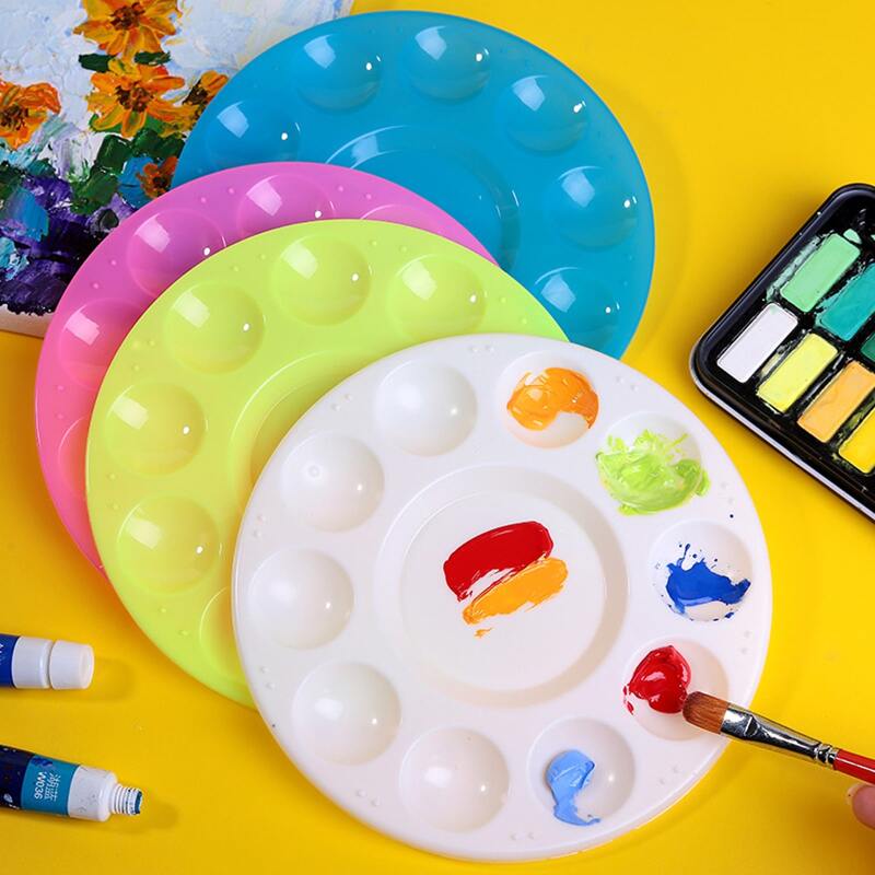 

4pcs Round Painting Palette, Multicolor