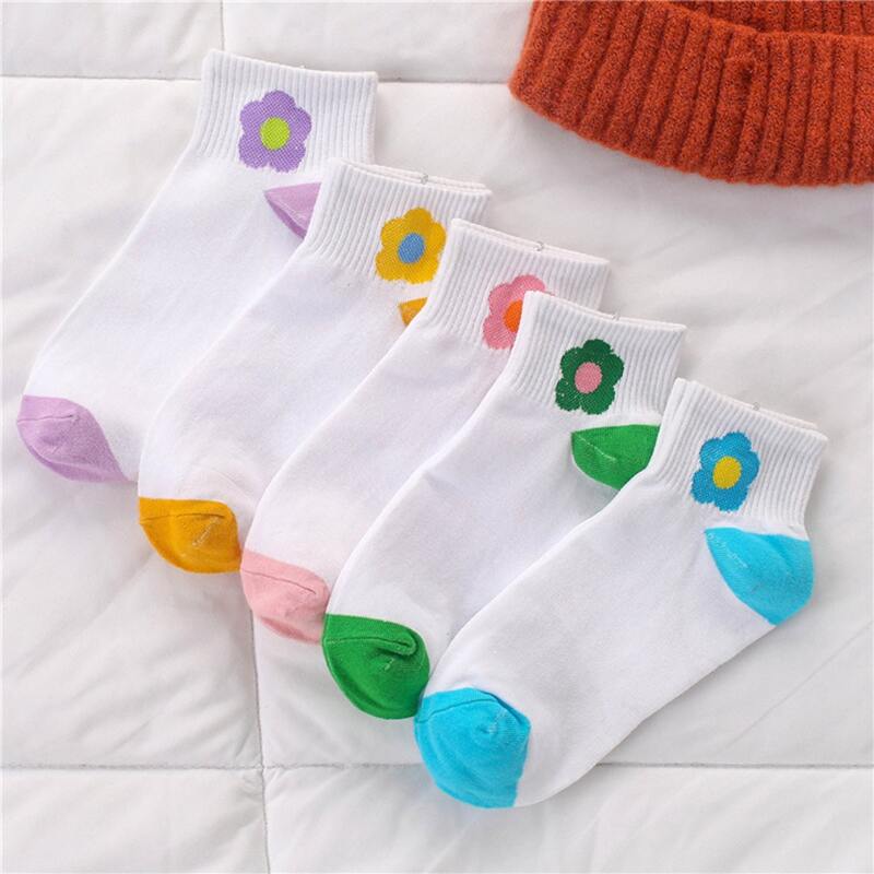 

5pairs Floral Ankle Socks, Multicolor