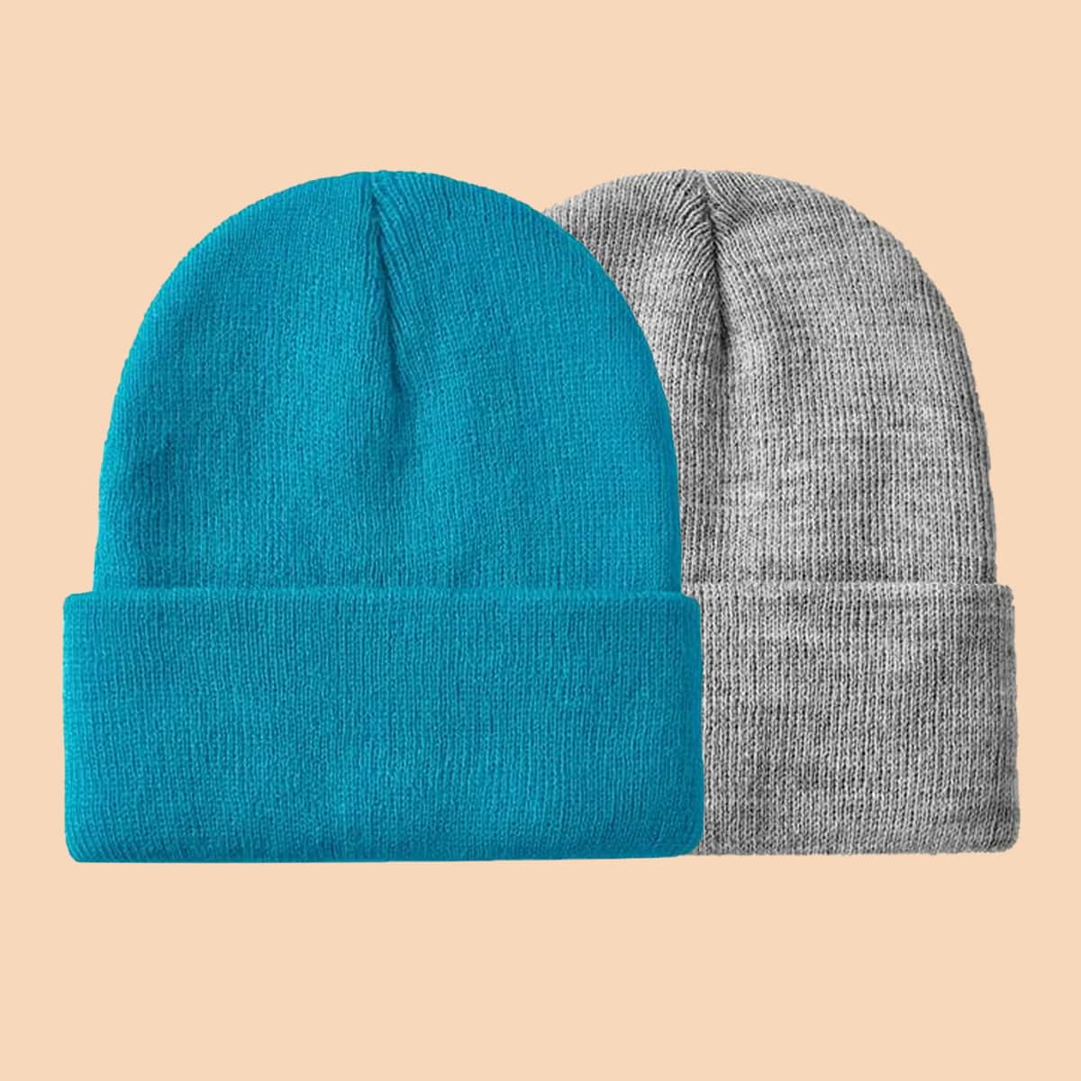 

2pcs Simple Plain Beanie, Multicolor