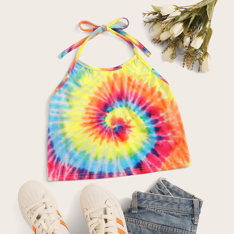 

Tie Dye Halter Crop Top, Multicolor