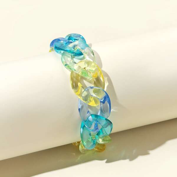 

Color Block Chain Bracelet, Multicolor