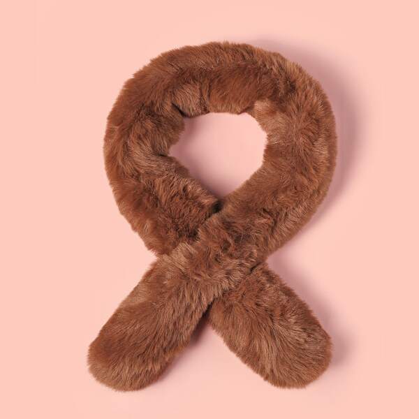 

Kids Fluffy Scarf, Coffee brown