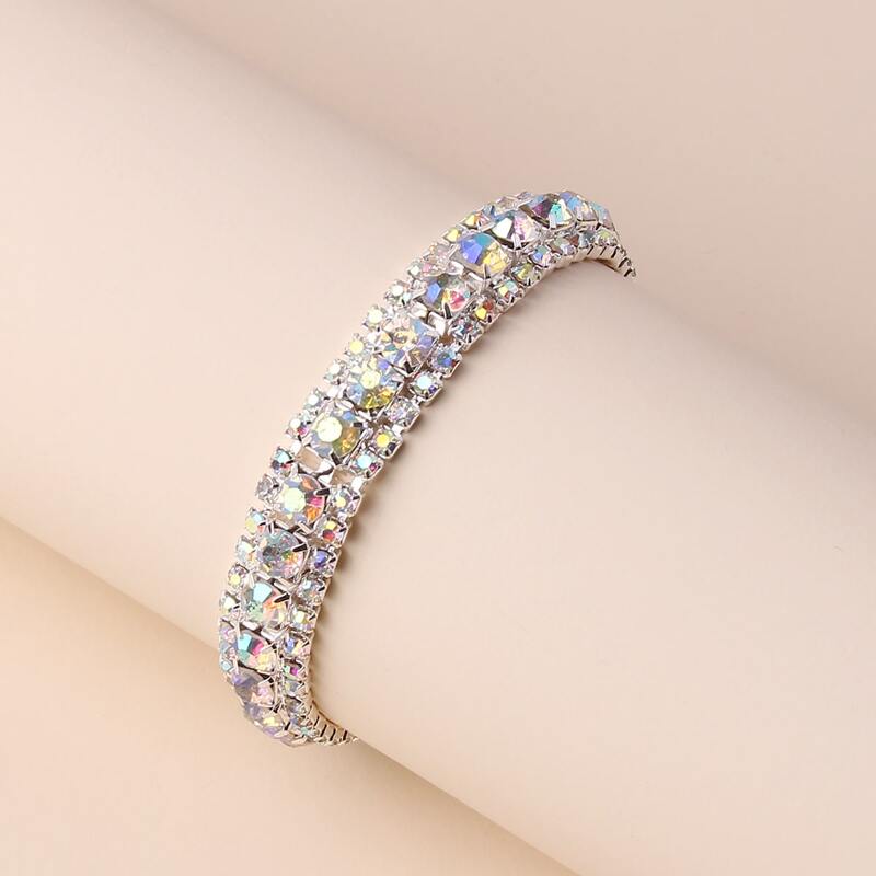 

Rhinestone Band Bracelet, Silver