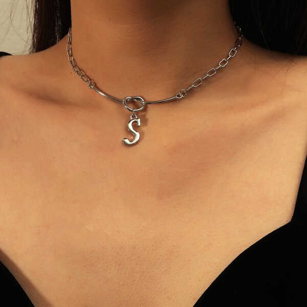 

Letter Charm Necklace, Silver