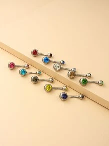 10 cái Màu Ngẫu Nhiên Rhinestone Trang Trí Rốn Vòng Bụng - Nhiều màu - Xem 2