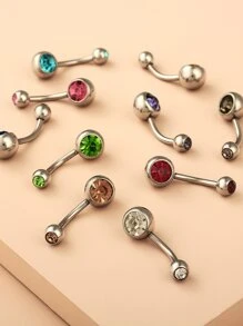 10 cái Màu Ngẫu Nhiên Rhinestone Trang Trí Rốn Vòng Bụng - Nhiều màu - Xem 3