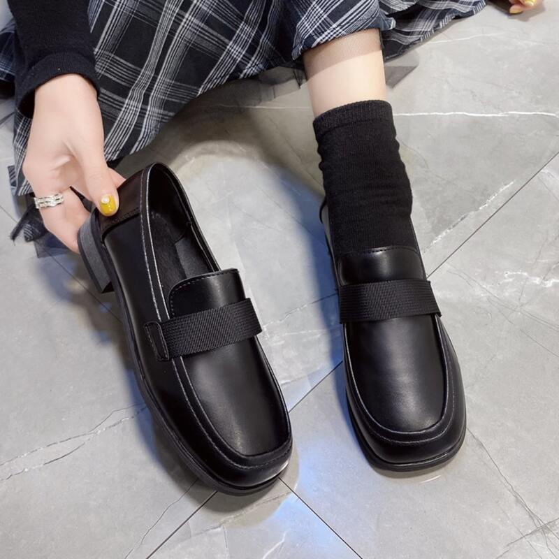 

Square Toe Slip On Loafers, Black