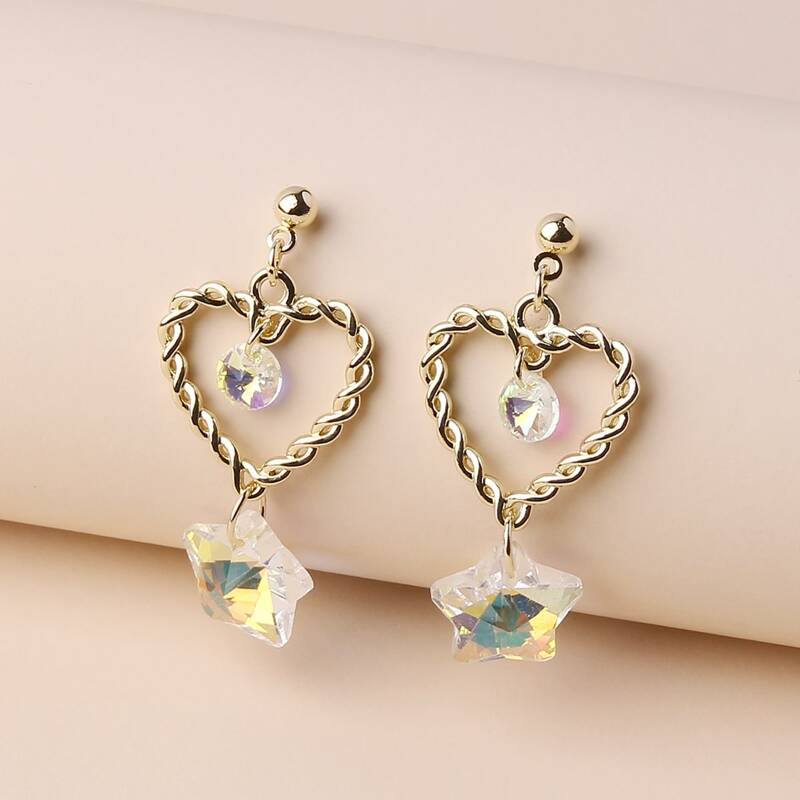 

Crystal Star Drop Earrings, Gold