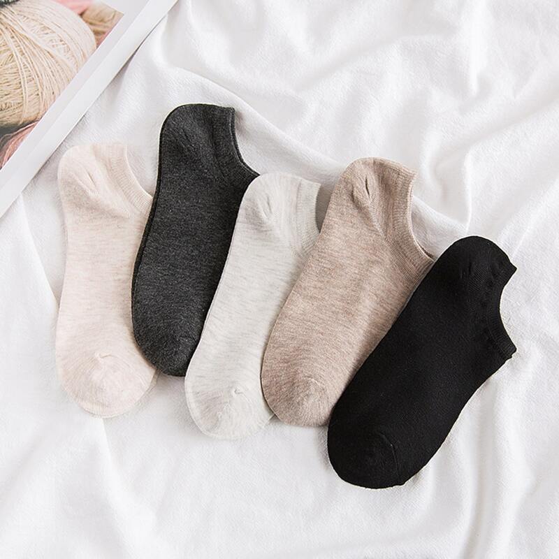 

5pairs Solid Ankle Socks, Multicolor