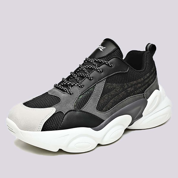 

Men Lace-up Front Mesh Panel Sneakers, Black