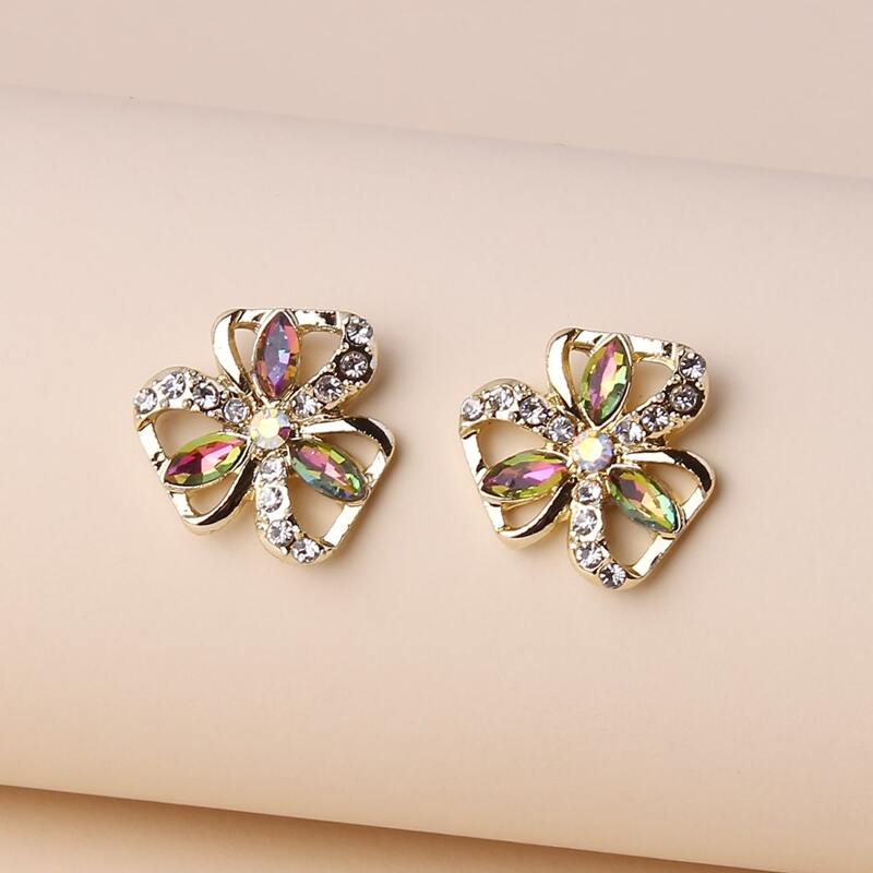 

Crystal Floral Stud Earrings, Gold
