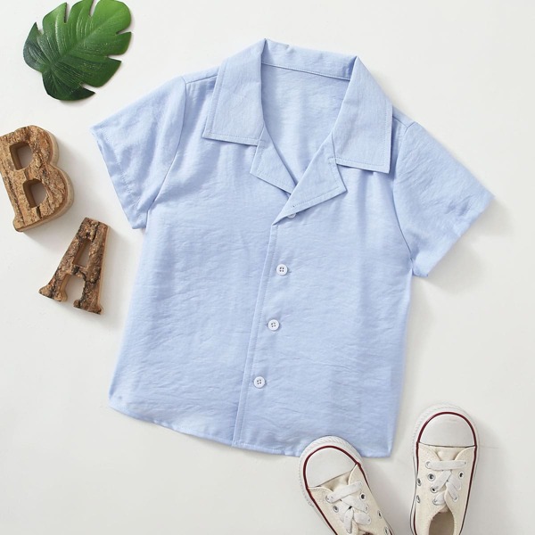 

Toddler Boys Solid Button Through Shirt, Baby blue