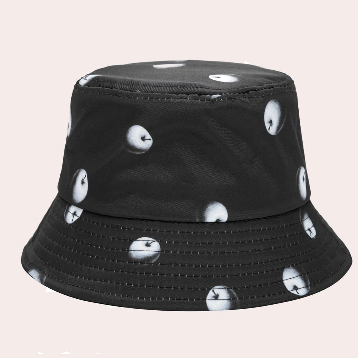 

Apple Pattern Bucket Hat, Black