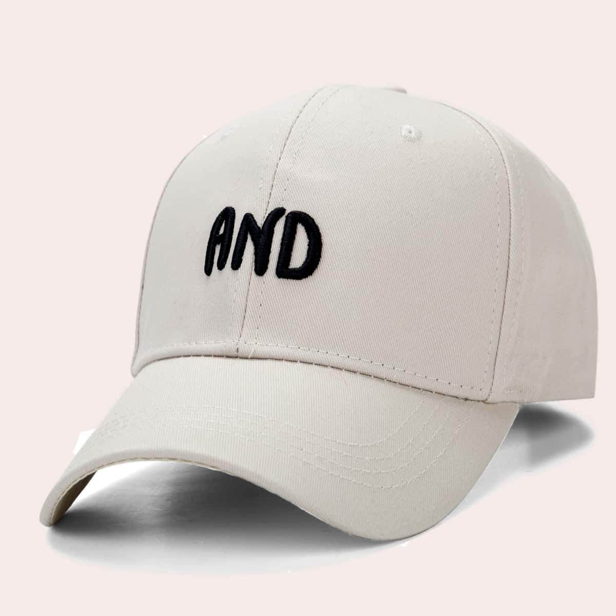 

Letter Embroidery Baseball Cap, Beige