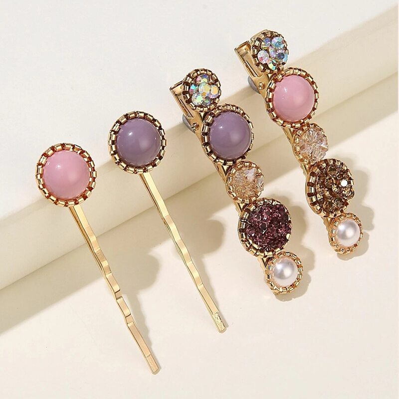 

4pcs Crystal Hair Clip, Multicolor