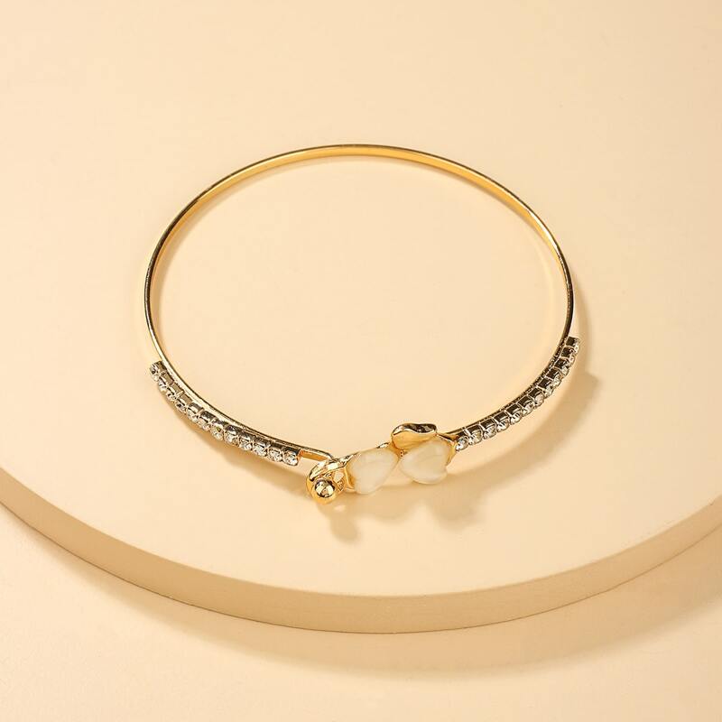 

Bow & Rhinestone Decor Bangle, Gold