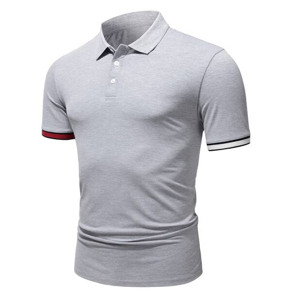 

Men Contrast Binding Polo Shirt, Light grey