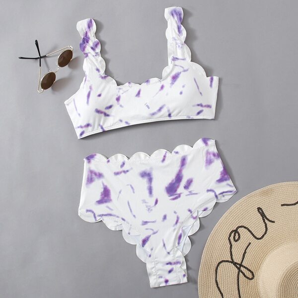 

с фестонами тай дай Повседневный Бикини, Многоцветный