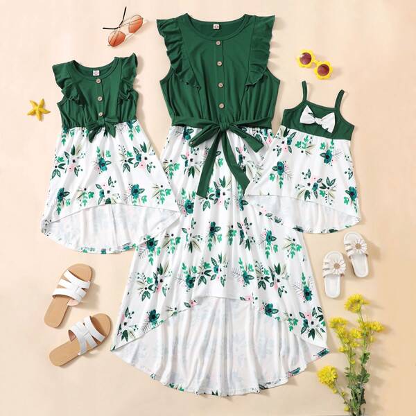 

Baby Girl Floral Print Bow Cami Dress, Multicolor