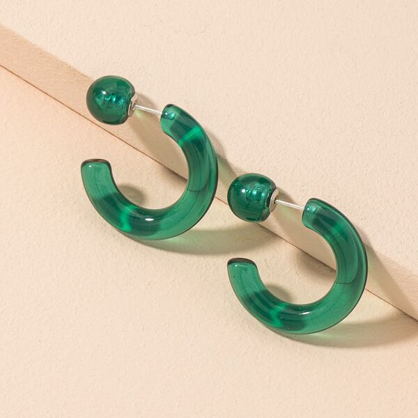 

Resin Open Hoop Earrings, Green