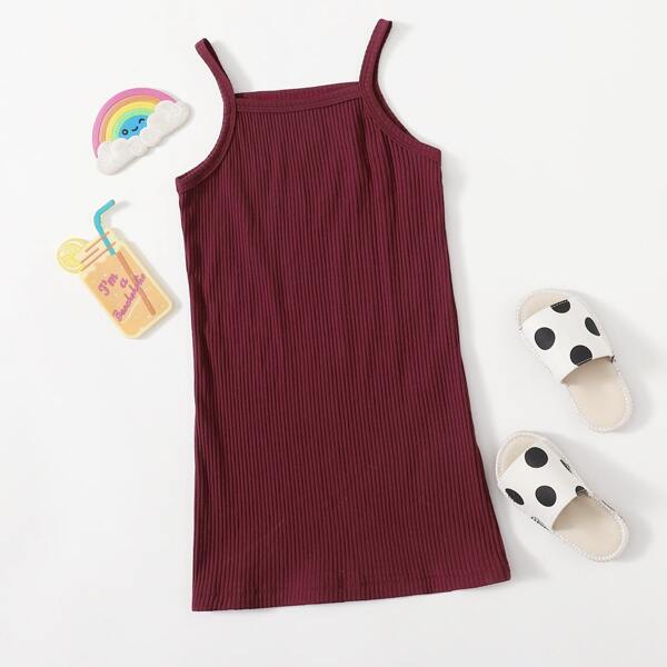 

Toddler Girls Solid Rib-knit Cami Dress, Burgundy